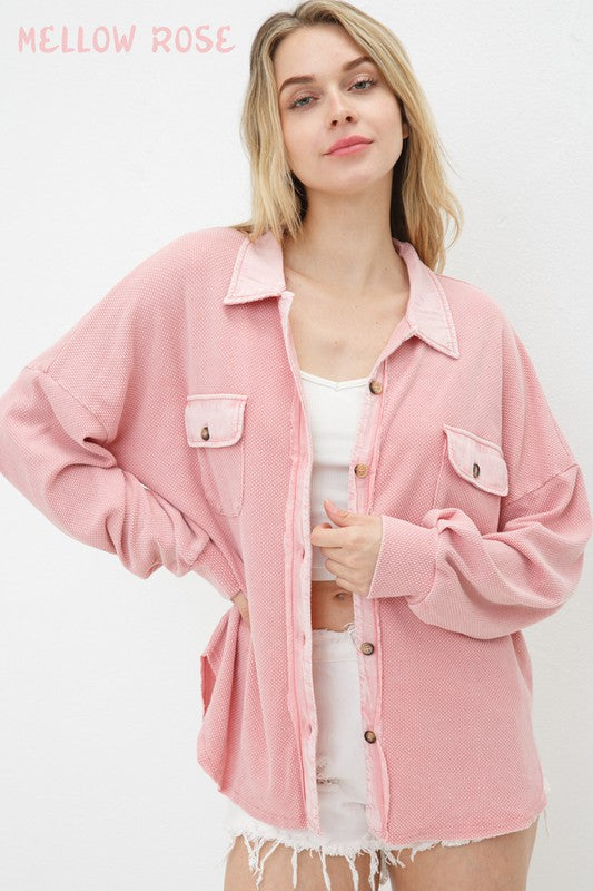 Women's Relaxed Textured Knit Shirt Jacket