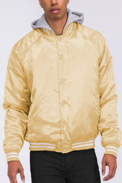 Men's Satin Varsity Bomber Jacket