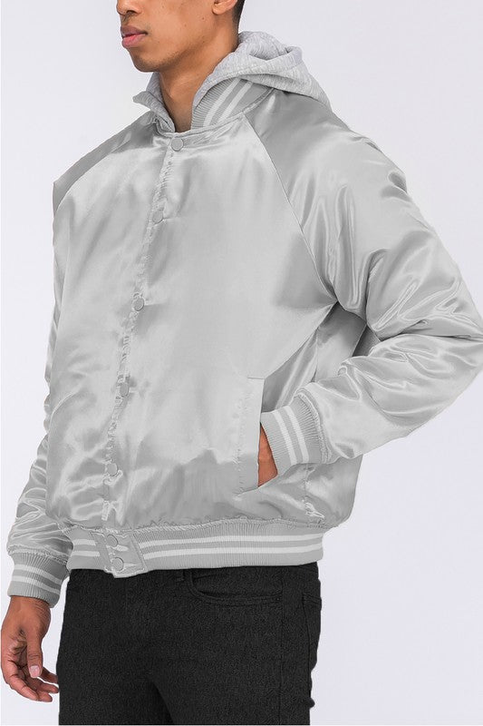 Men's Satin Varsity Bomber Jacket