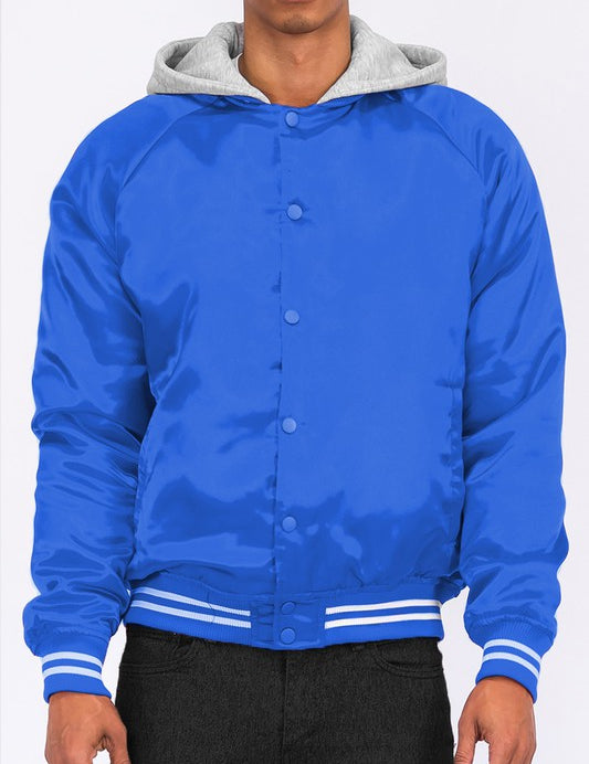 Men's Satin Varsity Bomber Jacket