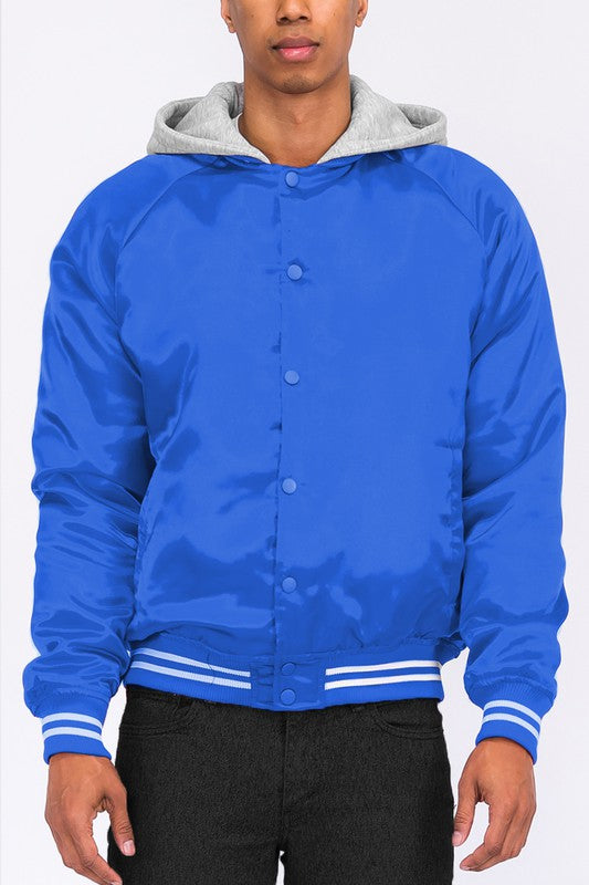 Men's Satin Varsity Bomber Jacket