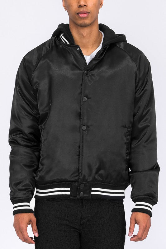 Men's Satin Varsity Bomber Jacket