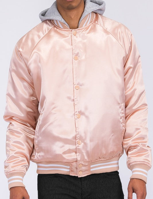 Men's Satin Varsity Bomber Jacket