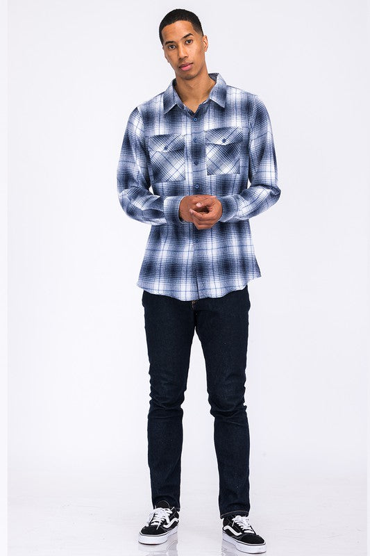 Men's Regular Fit Checker Plaid Flannel Shirt