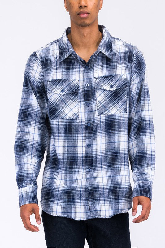 Men's Regular Fit Checker Plaid Flannel Shirt