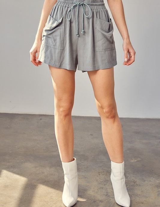 Shirred Wide Waistband Shorts