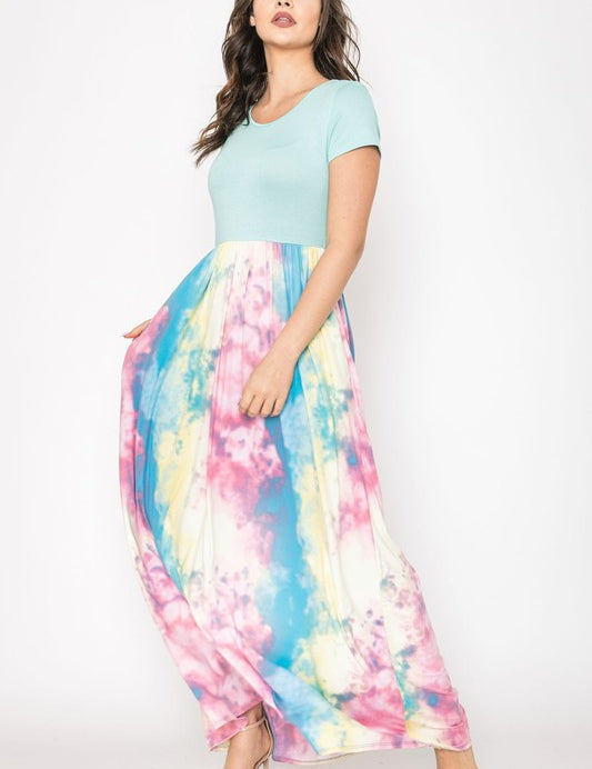 Women's Two Tone Tie Dye Maxi Dress