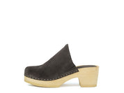 Women's Casual Taupe Suede Clogs with Block Heels