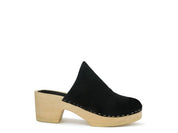 Women's Casual Taupe Suede Clogs with Block Heels