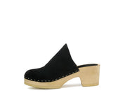 Women's Casual Taupe Suede Clogs with Block Heels