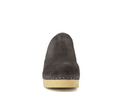 Women's Casual Taupe Suede Clogs with Block Heels