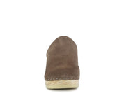 Women's Casual Taupe Suede Clogs with Block Heels