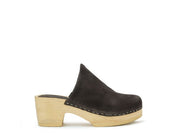 Women's Casual Taupe Suede Clogs with Block Heels