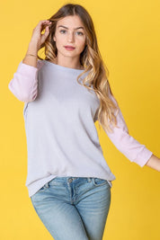 Women's Two-Tone Waffle Knit Tunic Top