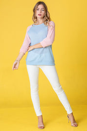 Women's Two-Tone Waffle Knit Tunic Top