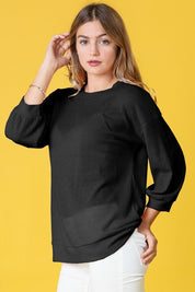 Women's Plus Size Solid Waffle Knit Top