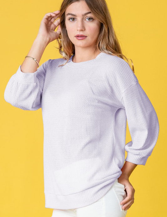 Women's Plus Size Solid Waffle Knit Top