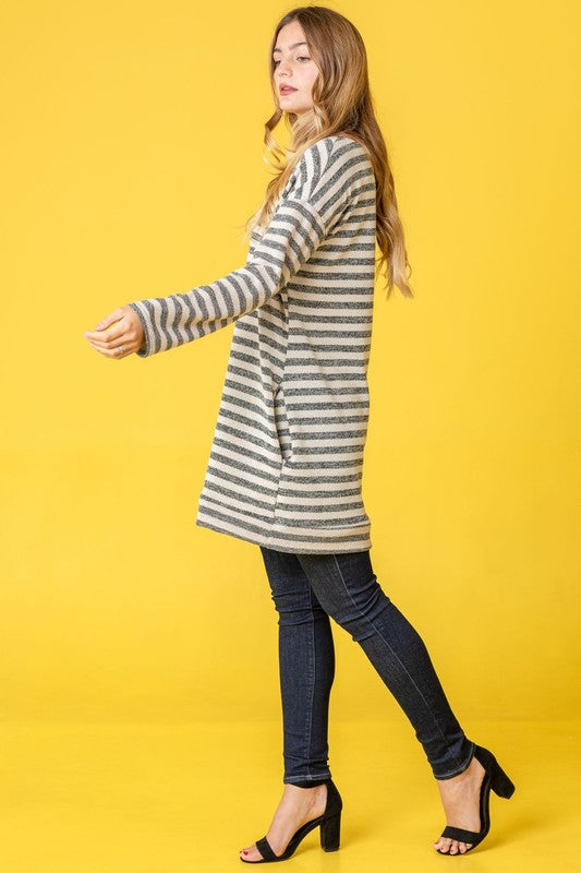 Women's Terry Stripe Long Sleeve Tunic