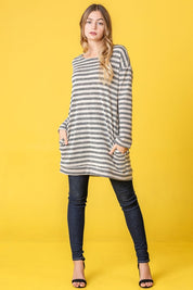 Women's Terry Stripe Long Sleeve Tunic