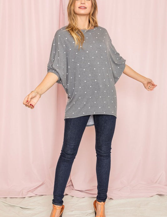 Women's Polka Dot Dolman Tunic