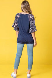 Women's Ruffle Print Sleeve Tunic