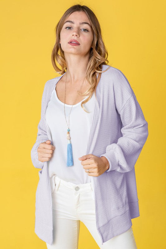 Women's Solid Waffle Knit Cardigan