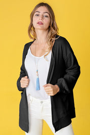 Women's Solid Waffle Knit Cardigan