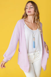 Women's Solid Waffle Knit Cardigan