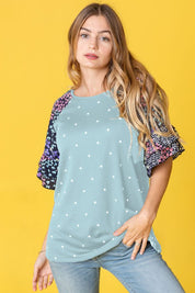 Women's Ruffle Sleeve Polka Dot Top