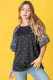 Women's Ruffle Sleeve Polka Dot Top