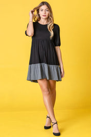 Women's Two Tone Tiered Mini Dress