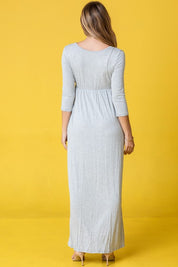 Plus Size 3/4 Sleeve Solid Maxi Dress