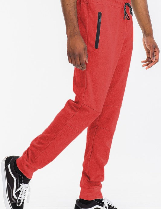 Men's Heathered Joggers with Elastic Waist and Pockets