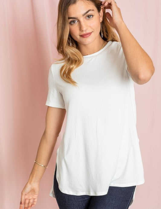 Women's Solid Side Slit High Low Tunic