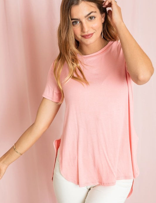 Women's Solid Side Slit High Low Tunic