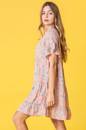 Women's Paisley Tiered Ruffle Shift Dress