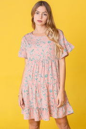 Women's Paisley Tiered Ruffle Shift Dress