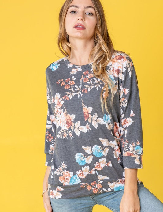 Women's Plus Size Spring Floral Tunic