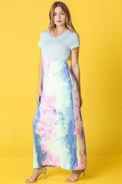 Women's Two Tone Tie Dye Maxi Dress