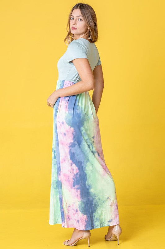 Women's Two Tone Tie Dye Maxi Dress