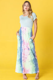 Women's Two Tone Tie Dye Maxi Dress