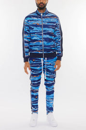 Men's Full Zip Printed Track Suit Set