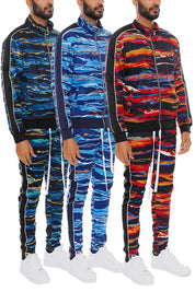 Men's Full Zip Printed Track Suit Set