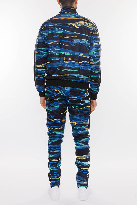 Men's Full Zip Printed Track Suit Set