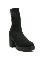 Women's Casual Knitted Block Heeled Boots