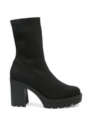 Women's Casual Knitted Block Heeled Boots