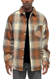 Unisex Regular Fit Flannel Shirt Jacket with Chest Pocket