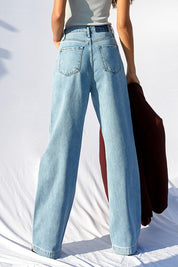 Women's Super High Waist Baggy Straight Jeans