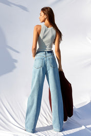 Women's Super High Waist Baggy Straight Jeans