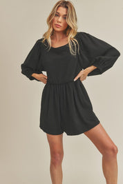 Women's Casual Babydoll Romper with Long Sleeves